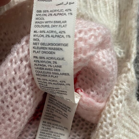 Fat Face Alpaca Wool Blend Sweater Women's Size 4 Stripe Red Pink Brown White - Picture 8 of 12